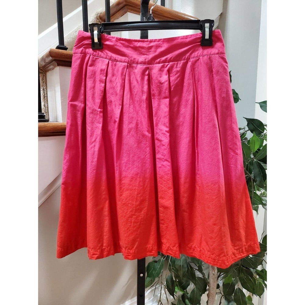 H&M Women's Pink & Red Solid 100% Cotton A-Line Casual Knee Length‎ Skirt Size 6